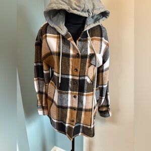 Cupshe Plaid Utility Jacket with Hood
